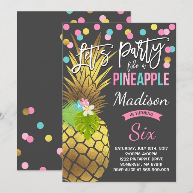 Party Like A Pineapple Birthday Invitation (Front/Back)