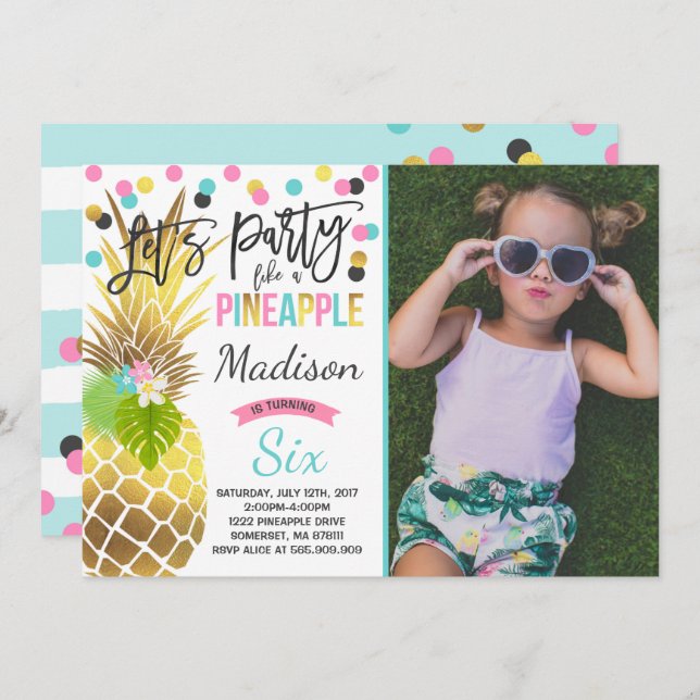 Party Like A Pineapple Birthday Invitation (Front/Back)