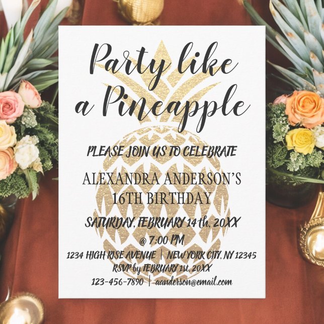 Party Like a Pineapple Birthday Invitation Postcard (Creator Uploaded)