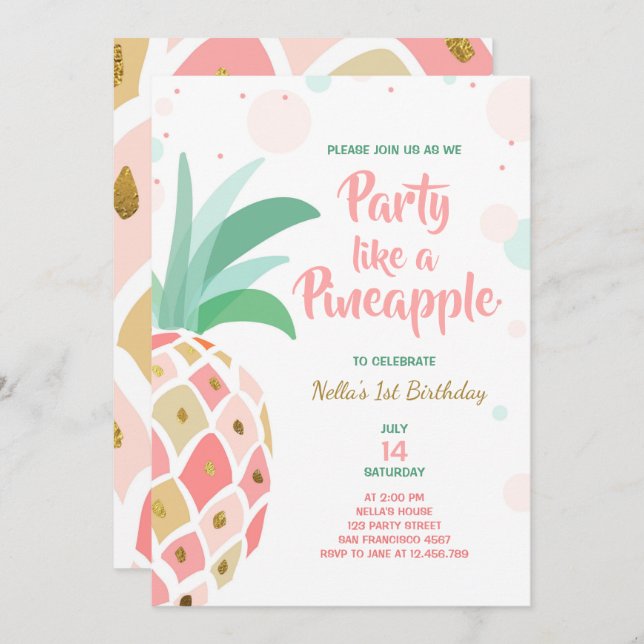 Party like a pineapple birthday invitation Tropic (Front/Back)