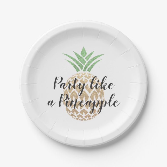 Party Like a Pineapple Birthday or Wedding Paper Plate (Front)
