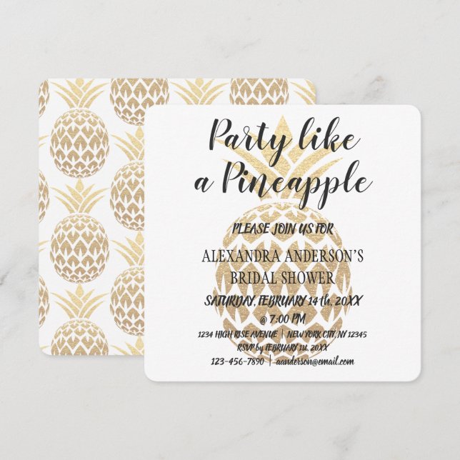 Party Like a Pineapple Bridal Shower Invitation (Front/Back)