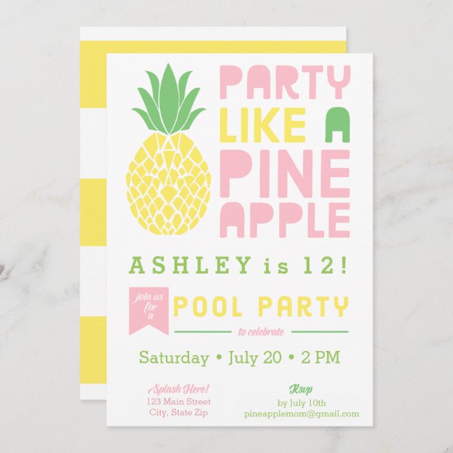 Party Like A Pineapple Invitation (Front/Back)