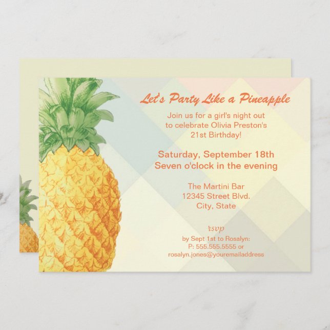 Party Like a Pineapple | Invitation Card (Front/Back)