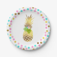 Party Like A Pineapple Paper Plate 7" Pink Gold