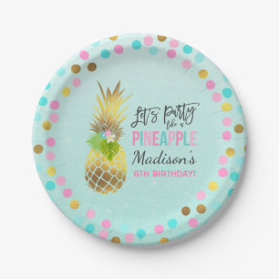 Party Like A Pineapple Paper Plate 7" Pink Gold