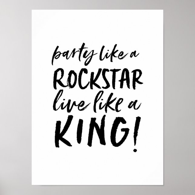 Party like a rock star inspiring typography print (Front)
