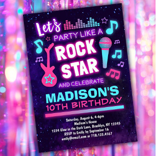 Party Like a Rock Star Music Birthday Party Invitation
