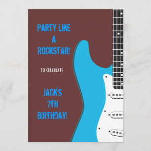 Party Like a Rockstar blue Invitation