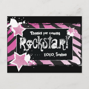 Party Like a Rockstar- Pink Thank You Post Card