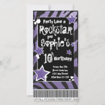 Party Like a Rockstar- Purple Invitation Template