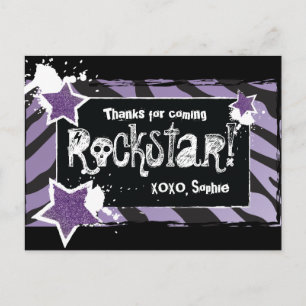 Party Like a Rockstar- Purple Thank You Post Card