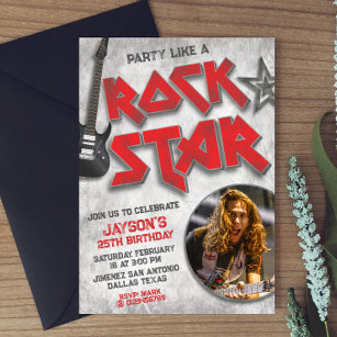 Party Like A Rockstar with Picture Invitation