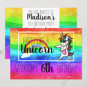 Party Like A Unicorn Colourful Birthday Invitation