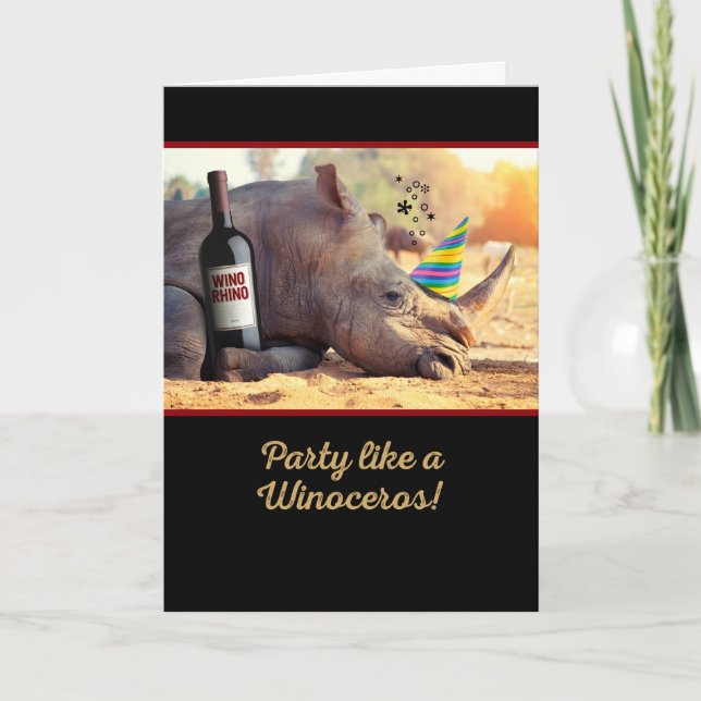 Party Like a Winoceros Birthday Card (Front)