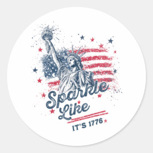 Party Like It Is 1776, 4th Of July, USA Flag, Amer Classic Round Sticker