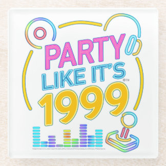 Party Like It’s 1999®™ – Neon Soundtrack Glass Coaster