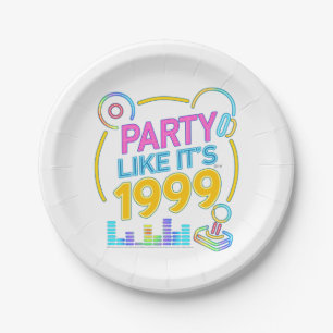 Party Like It’s 1999®™ – Neon Soundtrack Paper Plate