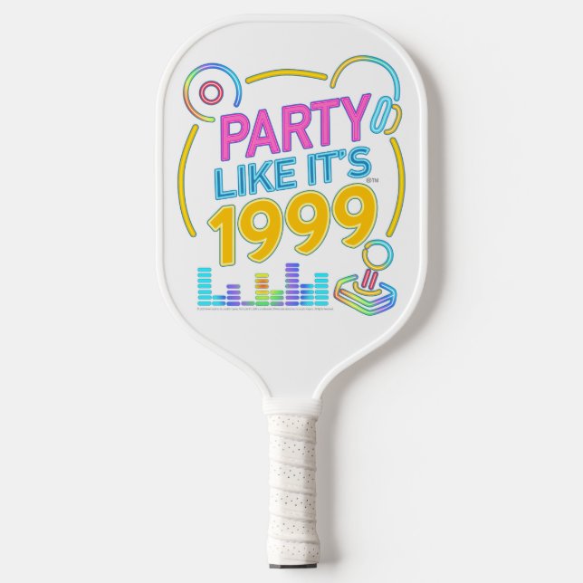 Party Like It’s 1999®™ – Neon Soundtrack Pickleball Paddle (Front)