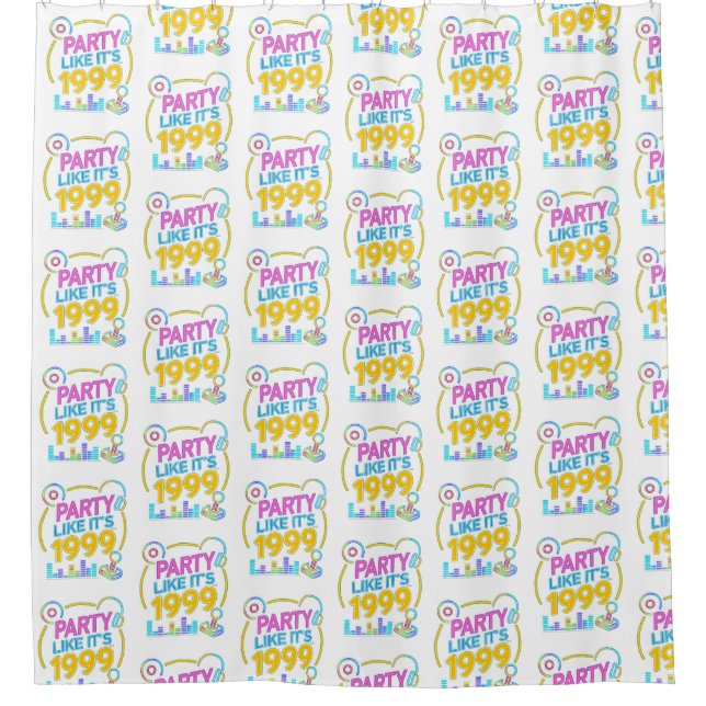Party Like It’s 1999®™ – Neon Soundtrack Shower Curtain (Front)