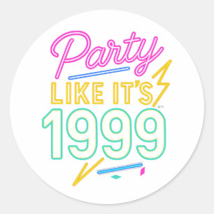 Party Like It’s 1999®™ – Neon Voltage Classic Round Sticker