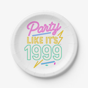 Party Like It’s 1999®™ – Neon Voltage Paper Plate