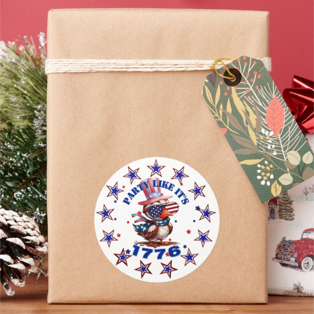 Party Like its 1776 American Eagle and 1776 Flag Classic Round Sticker (Holiday)
