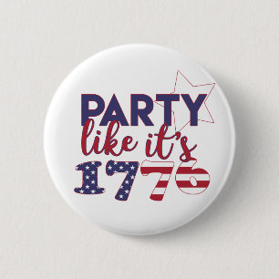 Party like it's 1776 - American Flag Typography 6 Cm Round Badge