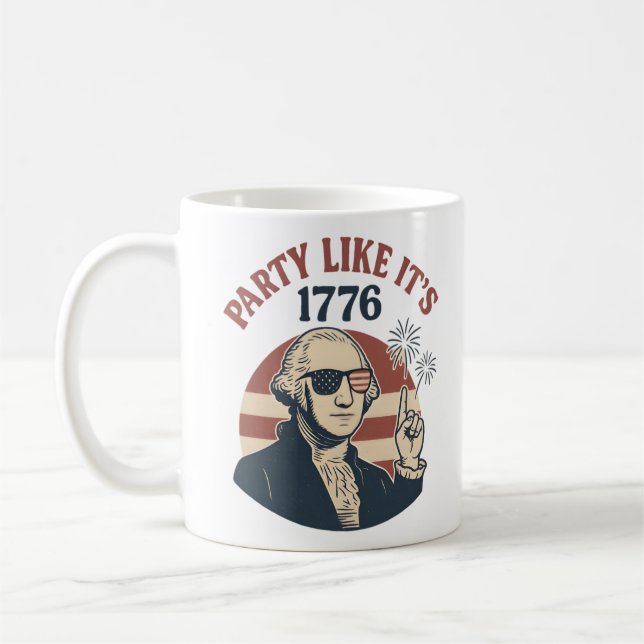 Party Like It's 1776 – Retro George Washington Des Coffee Mug (Left)