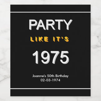Party Like It's 1975 Personalised Wine Labels