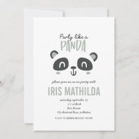 Party like panda black + white monochrome birthday