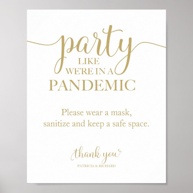Party Like We're In a Pandemic Funny Sign (Front)