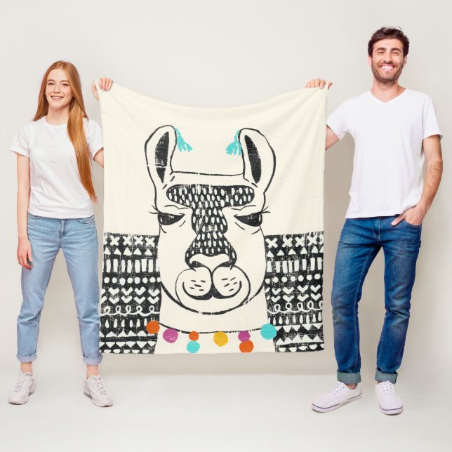 Party Llama - Portrait Fleece Blanket (In Situ)
