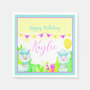Party Llamas kid's birthday party personalised  Napkin