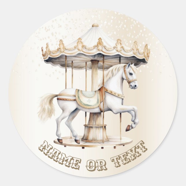 Party Merry Go Round Circus Carnival Cute Classic Classic Round Sticker (Front)