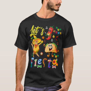 Party Mexican Cat With Sombrero Taco Chilli Singin T-Shirt