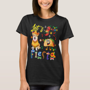 Party Mexican Corgi With Sombrero Taco Chilli Sing T-Shirt