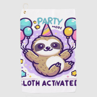 Party Mode Sloth Activated Birthday Balloon Sloth  Golf Towel
