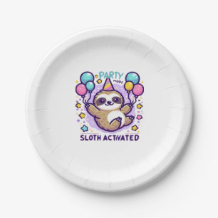 Party Mode Sloth Activated Birthday Balloon Sloth Paper Plate
