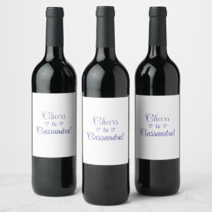 Party Modern Blue Cheers to Custom Name Wine Label