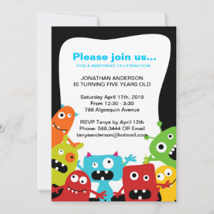 Party Monsters Boys Birthday Party Invitation