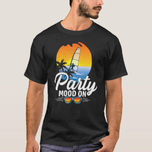 Party Mood On Retro Sunset Sailing Beach Party T-Shirt