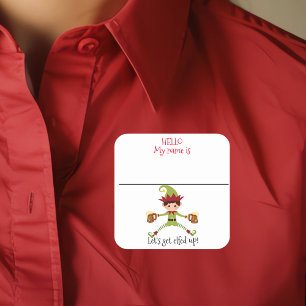 Party  Name Tag Funny Christmas Elf