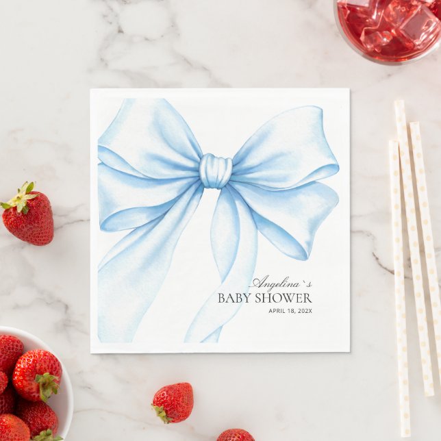 Party Napkins for baby shower with adorable bow. (Insitu)