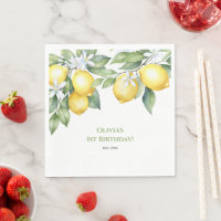 Party Napkins Lemon citrus 1st birthday.
