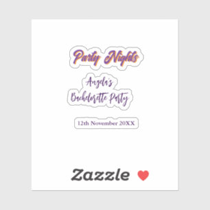 Party nights bachelorette party name date purple