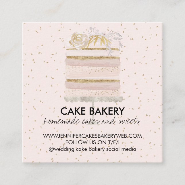 Party Occasion Catering Chef Event Cake Baker Square Business Card (Front)
