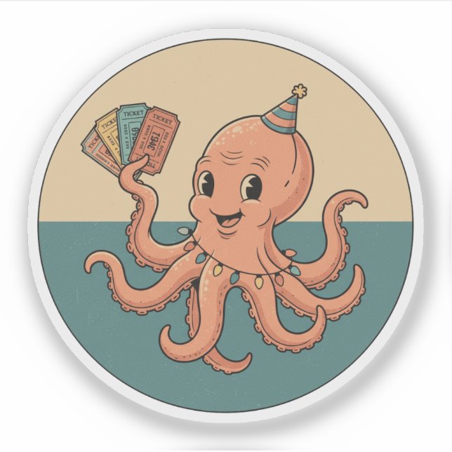 Party Octopus with Carnival Tickets - Retro Fun (Front)