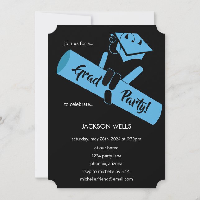 Party on! Blue Invitation (Front)