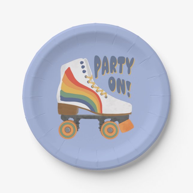 Party On! Roller Skate Party Plate (Front)